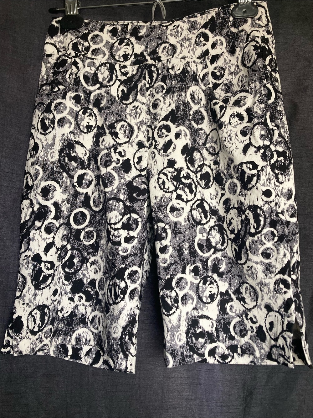 Black & White Abstract Print Jean Shorts for Women